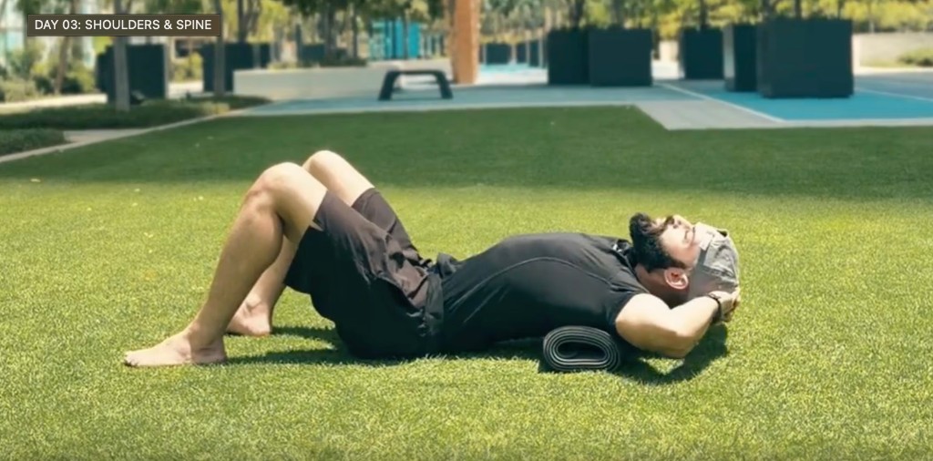 Spine reset drill, wide angle