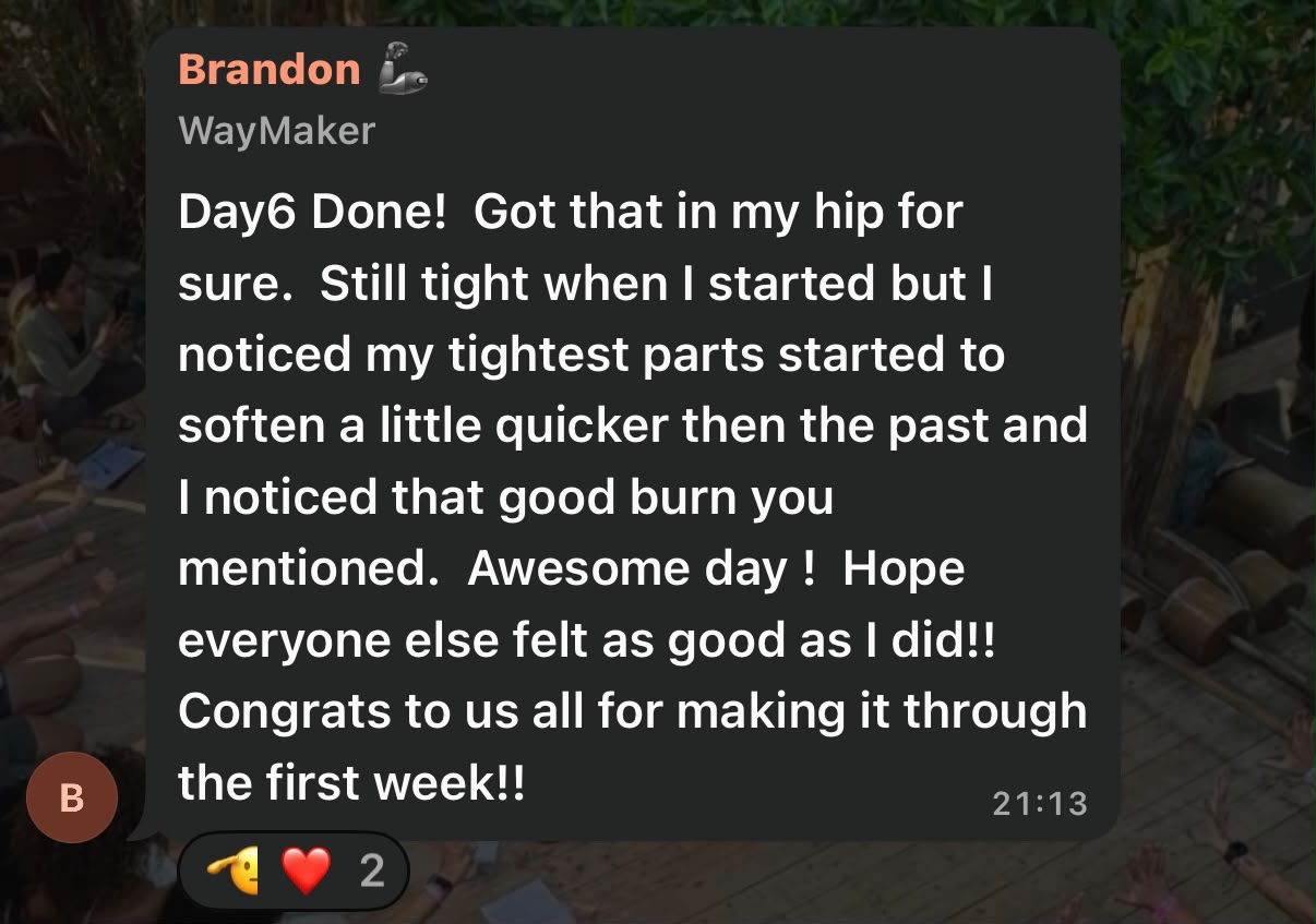 Client review, hip tightness softening in week one