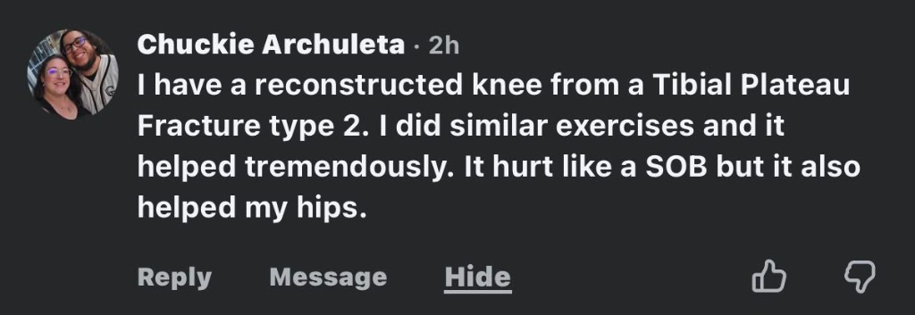 Public review, reconstructed knee helped hips