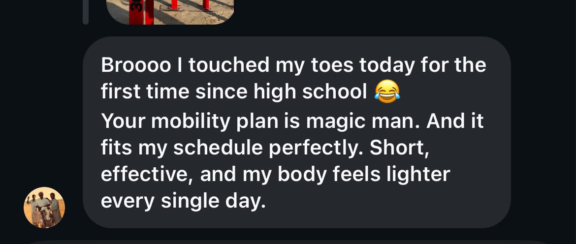 Client review, touched toes for the first time since high school